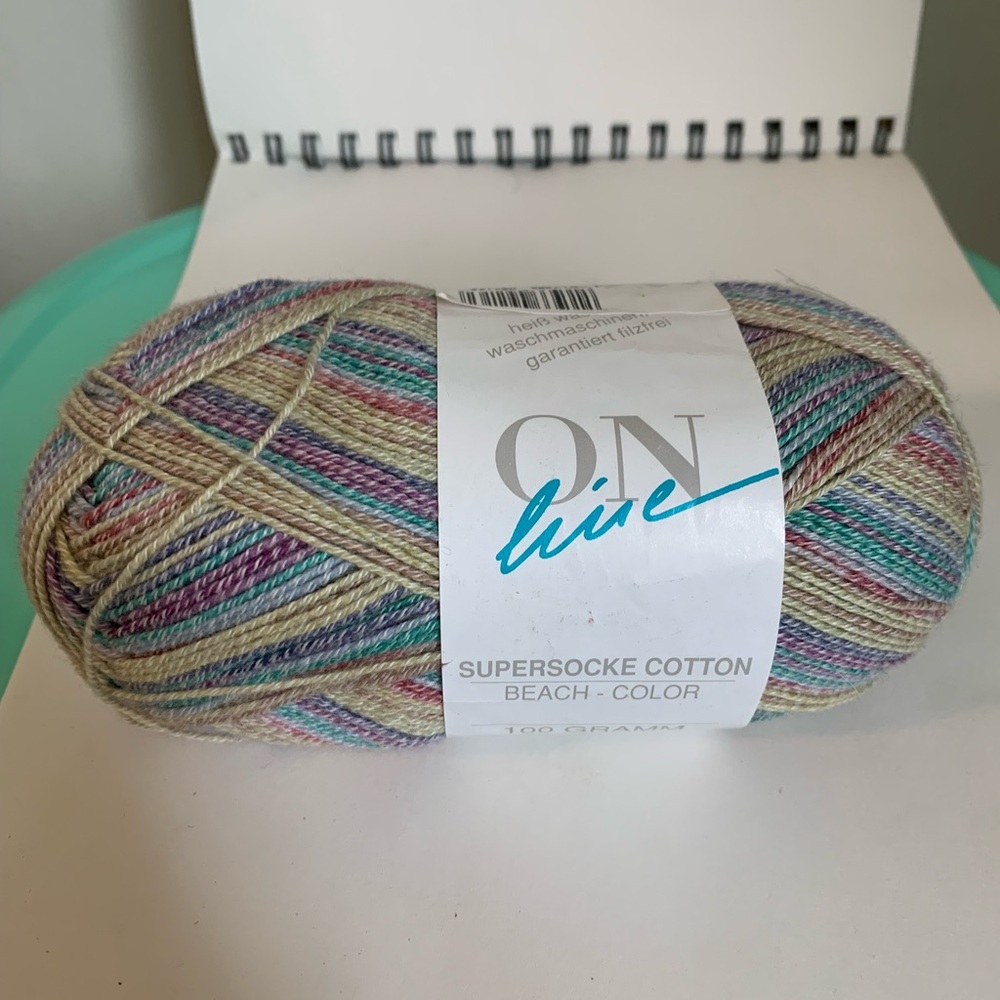 New On Line Supersock Cotton/Wool/Polymid Yarn in Beach Made in Italy